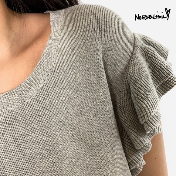 🚫SOLD•🅰️TX🚫 John + Jenn Rib-Knit Ruffled Tee NWT - Picture 2 of 6